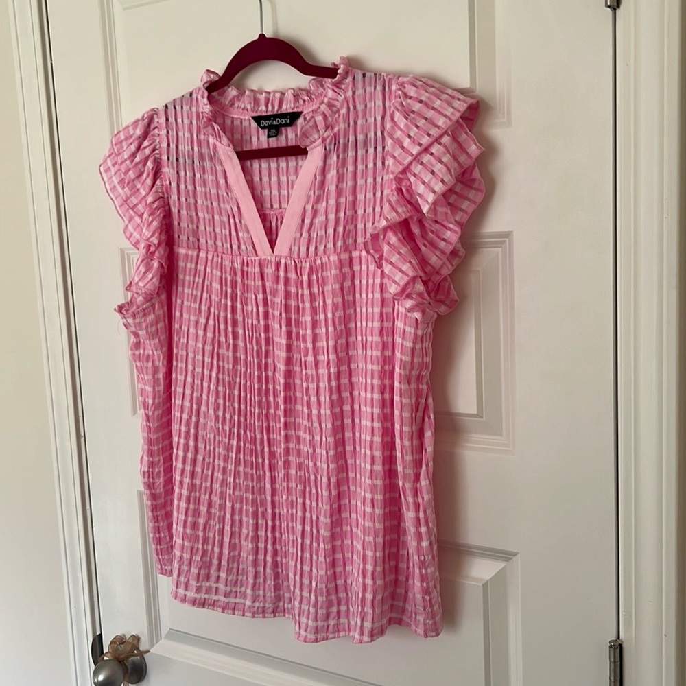 Davi & Dani Pink Gingham Top - Picture 2 of 6